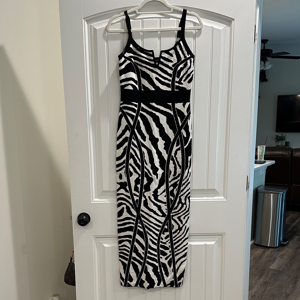 Fashion Nova Black & White Zebra Maxi Dress